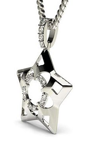Pam Star White Gold 18k Diamond Pendant