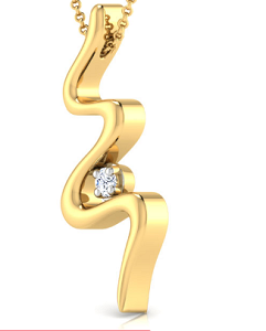 Snake Type Yellow Gold 18k Diamond Pendant