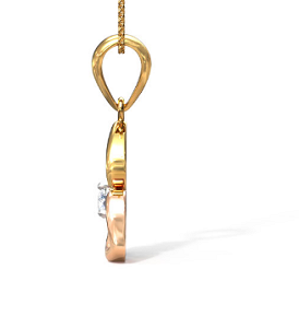 Heart Tri Color Gold 18k Diamond Pendant
