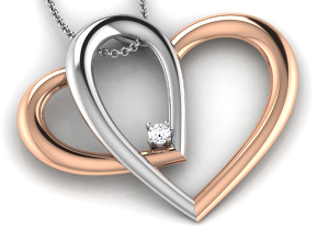 Heart Two tone Gold 18k Diamond Pendant