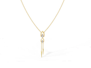 Farah Yellow Gold Necklace with Continuous Diamond Pendant