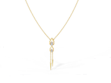 Farah Yellow Gold Necklace with Continuous Diamond Pendant