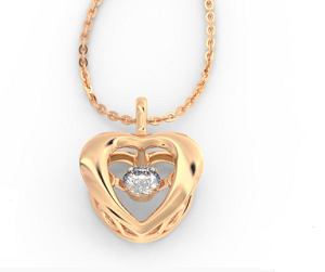 Hearty Rose Gold Necklace 18k with Diamond Pendant
