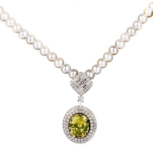 Salem Al Shueibi 18K Gold & Diamond Necklace with Pearl