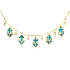 Asala Gold Diamond and Turquoise Choker