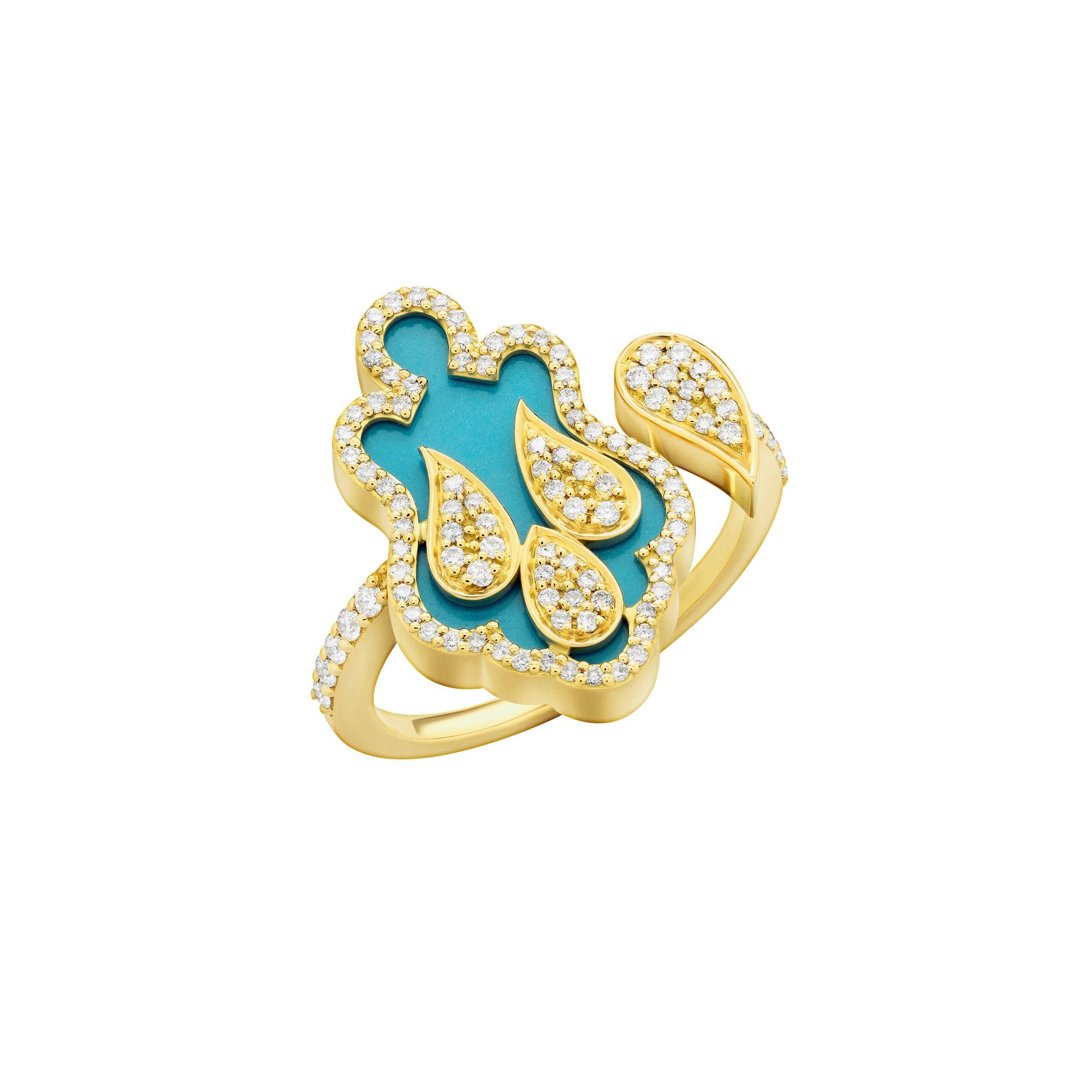 Asala Gold Diamond and Turquoise Ring