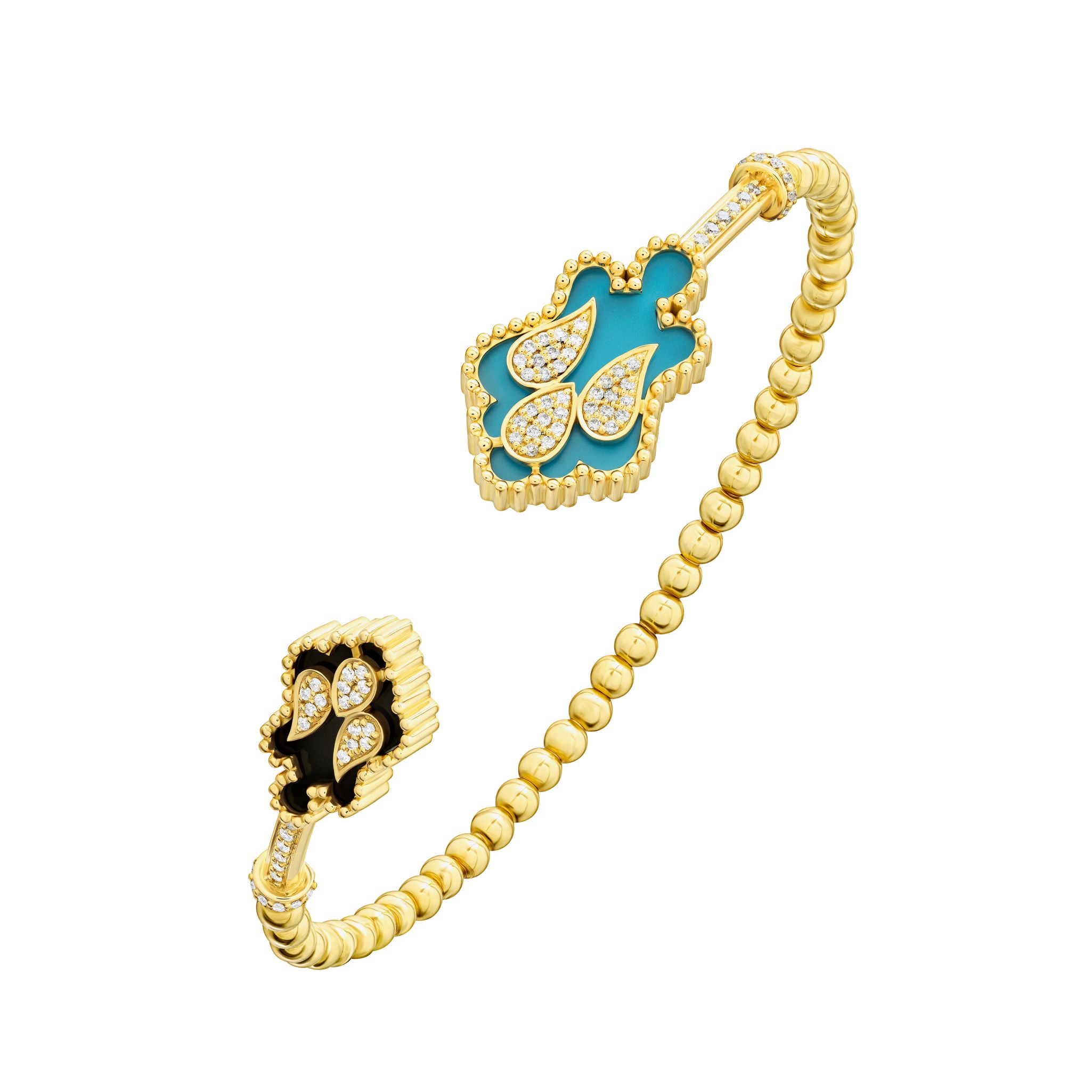 Asala Gold Diamond and Turquoise Onyx Bangle