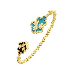 Asala Gold Diamond and Turquoise Onyx Bangle
