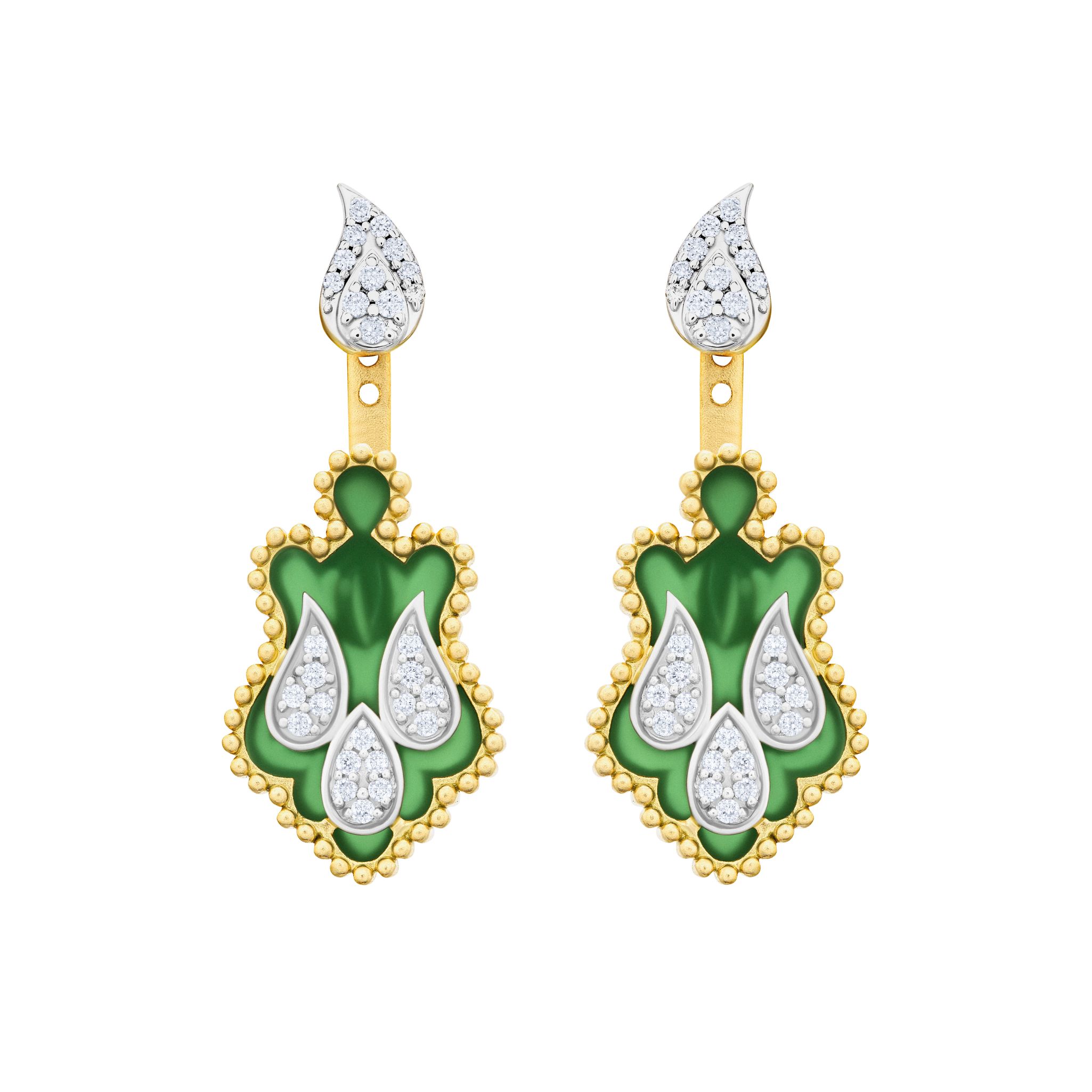 Asala Yellow Gold Diamond and Jade Earrings