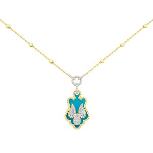 Asala Torquoise Gold and Diamond Pendant Necklace