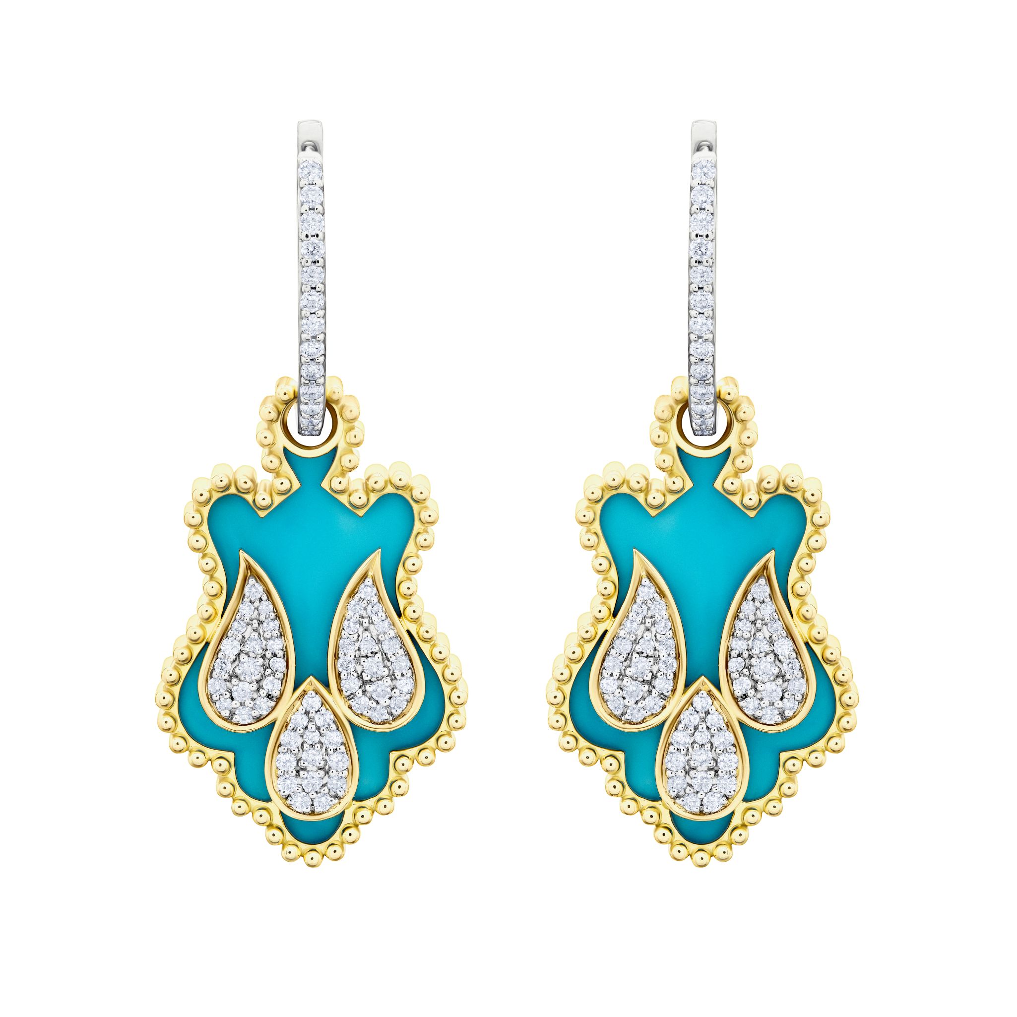 Asala Torquoise Gold and Diamond Earrings