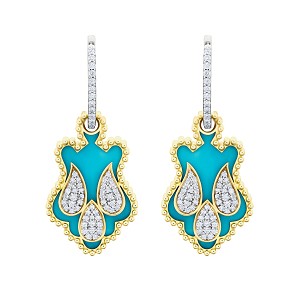 Asala Torquoise Gold and Diamond Earrings