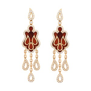 Asala Cornelian Gold and Diamond Earrings