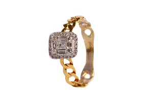 18K Yellow Gold Chains Ring