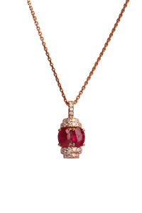 Ruby Snake Design 18K Rose Gold Necklace