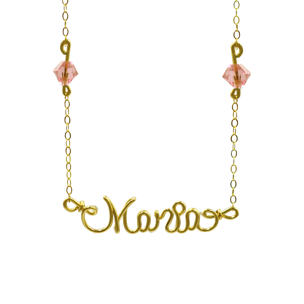14 kt Maria Chain with baby pink swaroviski both Attached with the chain
