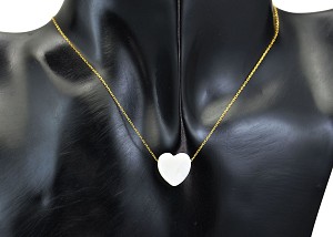 Vera Perla 18K Gold Heart Shape Mother of Pearl Necklace