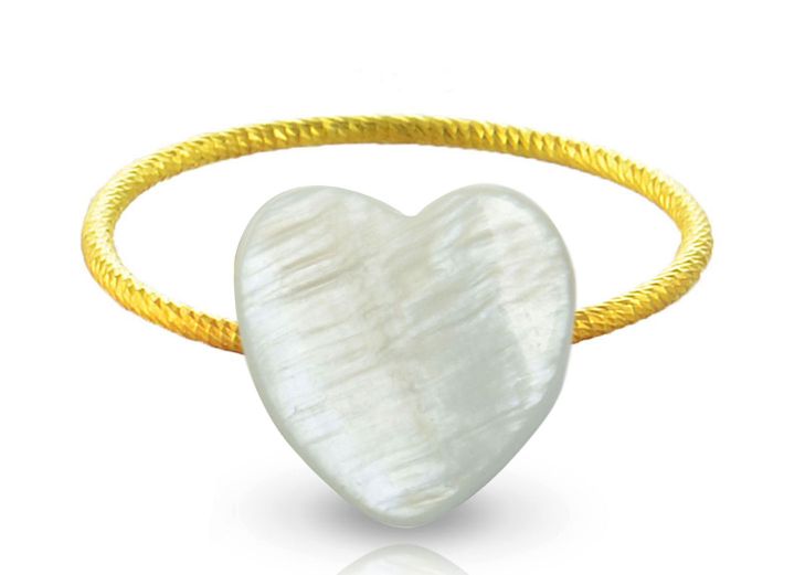 Vera Perla 18K Gold Heart Shape Mother of Pearl Ring