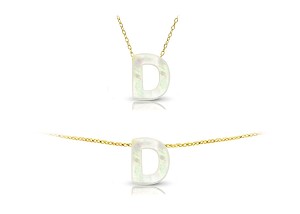Vera Perla 18K Gold D Letter  Mother of Pearl Jewelry Set