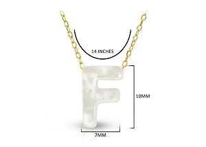 Vera Perla 18K Gold F Letter  Mother of Pearl Necklace