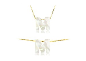 Vera Perla 18K Gold M Letter  Mother of Pearl Jewelry