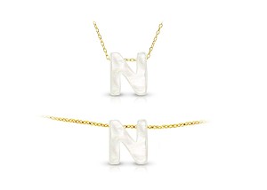Vera Perla 18K Gold N Letter  Mother of Pearl Jewelry Set