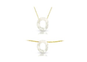 Vera Perla 18K Gold O Letter  Mother of Pearl Jewelry Set