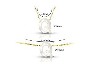 Vera Perla 18K Gold Q Letter  Mother of Pearl Jewelry Set