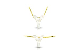 Vera Perla 18K Gold  Y Letter  Mother of Pearl Jewelry Set