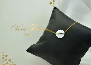 Vera Perla 18K Gold Mom Mother of Pearl Bracelet