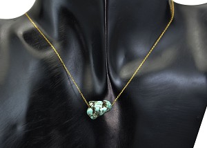 Vera Perla 18K Gold Turquoise Nugget Necklace