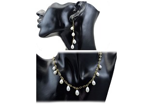 Vera Perla 18K Gold Pearl Drops Jewelry Set 2 pcs