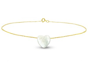 Vera Perla 10k Gold Heart Shape Mother of Pearl Bracelet