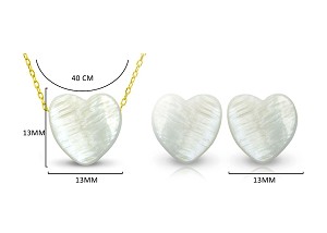 Vera Perla 10k Gold Heart Shape Mother of Pearl Jewelry Set 2 pcs