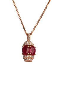 Ruby Snake Design 18K Rose Gold Necklace