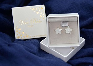 Vera Perla 10k Gold Star Shape Mother of Pearl Earrings