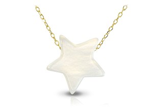 Vera Perla 10k Gold Star Shape Mother of Pearl Necklace