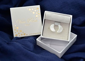 Vera Perla 10k Gold Crescent Shape Mother of Pearl Earrings