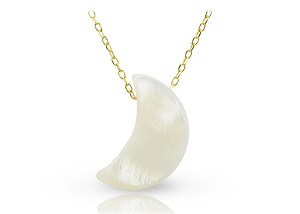 Vera Perla 10k Gold Small Crescent Shape Mother of Pearl Necklace