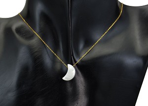 Vera Perla 10k Gold Small Crescent Shape Mother of Pearl Necklace