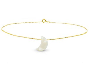 Vera Perla 10k Gold Small Crescent Shape Mother of Pearl Bracelet