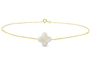 Vera Perla 10k Gold Plum Flower Shape Mother of Pearl Bracelet