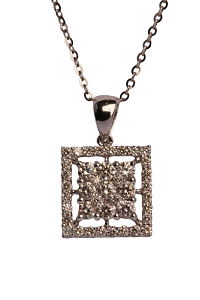 Square Shape 18K White Gold Necklace