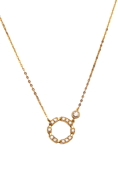 18K Yellow Gold Circle Necklace
