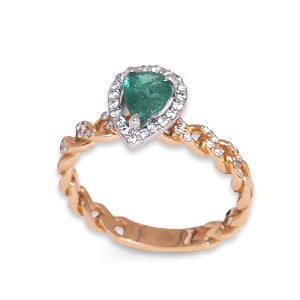 Diamond Ring with Natural Emerald - R6368