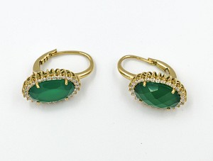 Topaz Green Onyx and Diamond Earrings