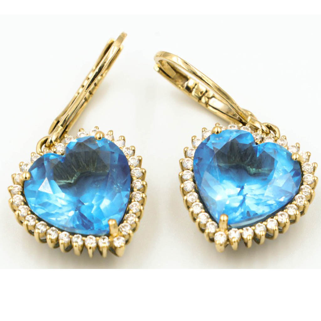 Heart shaped Blue Topaz Earrings