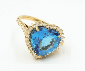Heart Shaped Blue Topaz Ring