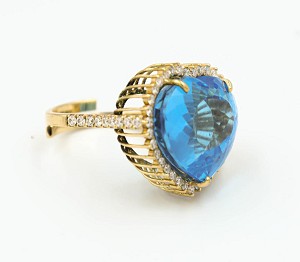Heart Shaped Blue Topaz Ring