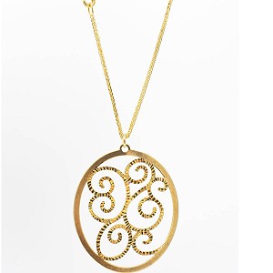 Circle Pendant Necklace with gold and diamond